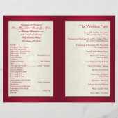 Programme de mariage floral rouge et ivoire (Dos)