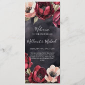 PROGRAMME DE MARIAGE FLORAL ROUGE ET NOIR ESTHÉTIQ (Devant)