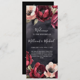 PROGRAMME DE MARIAGE FLORAL ROUGE ET NOIR ESTHÉTIQ