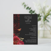 Programme de mariage floral rouge et noir gothique (Debout devant)