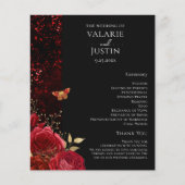 Programme de mariage floral rouge et noir gothique (Devant)