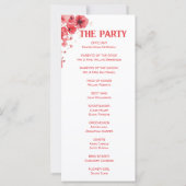Programme de mariage floral rouge romantique (Dos)