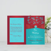 Programme de mariage floral rouge, turquoise (Debout devant)