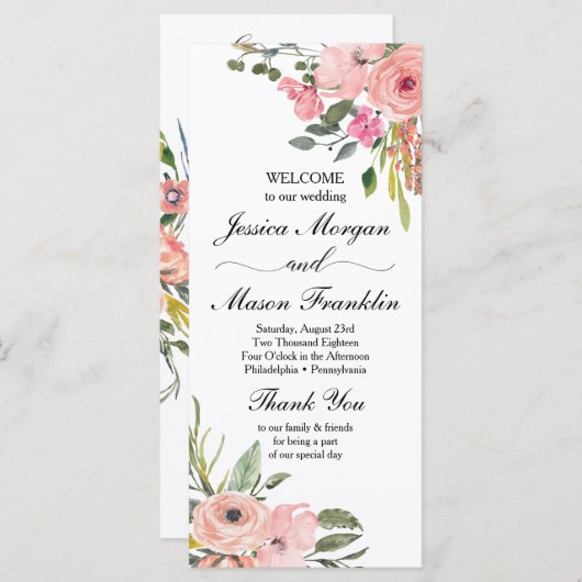 Programme de mariage floral rustique (Devant / Derrière)