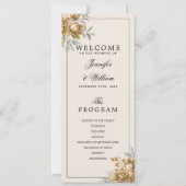 Programme de mariage floral rustique naturel en or (Devant)