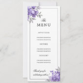 Programme de mariage floral rustique violet Menu (Dos)