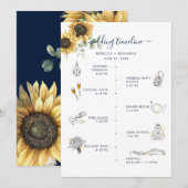 Programme de mariage floral tournesol aquarelle (Devant / Derrière)