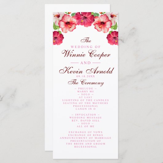 Programme de mariage floral tropical (Devant / Derrière)