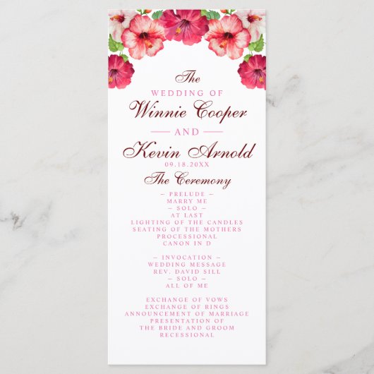 Programme de mariage floral tropical (Devant)