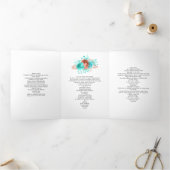 Programme de mariage floral turquoise et corail (Intérieur)