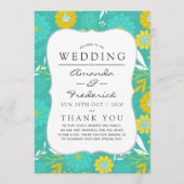 Programme de mariage floral Turquoise et jaune (Devant)