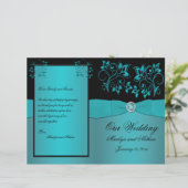 Programme de mariage floral turquoise et noir (Debout devant)