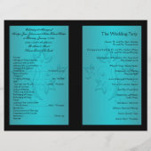 Programme de mariage floral turquoise et noir (Dos)