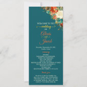 Programme de mariage - Floral Turquoise & Orange (Devant)