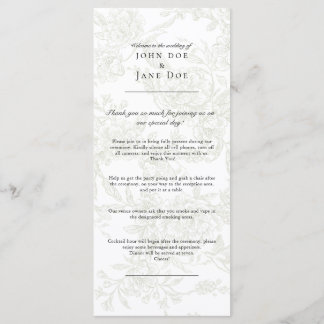 Programme de mariage floral vert