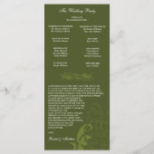 Programme de mariage floral vert d'olive (Dos)