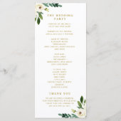 programme de mariage floral vert et or (Dos)
