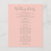 Programme de mariage floral vert rose et gris (Dos)