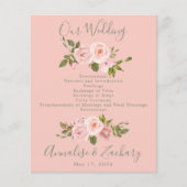 Programme de mariage floral vert rose et gris (Devant)