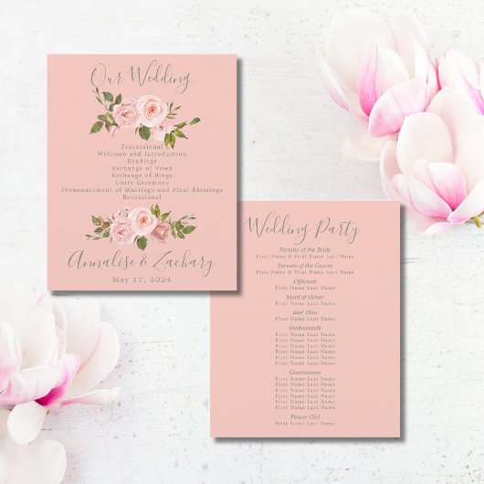 Programme de mariage floral vert rose et gris