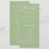 Programme de mariage floral vert sauge élégant (Devant / Derrière)