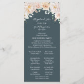 Programme de mariage floral vintage bleu marine (Dos)