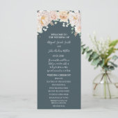 Programme de mariage floral vintage bleu marine (Debout devant)