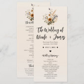 Programme de mariage floral vintage fleurs sauvage (Devant / Derrière)