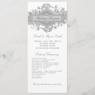 PROGRAMME DE MARIAGE FLORAL vintage GRAY