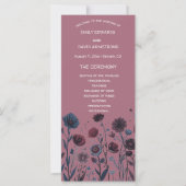 Programme de mariage floral violet et bleu (Devant)