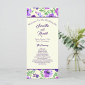 Programme de mariage floral violet et vert (Debout devant)