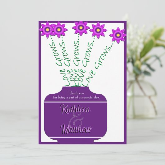 Programme de mariage floral violet "Love Grows" (Debout devant)