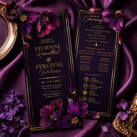 Programme de mariage floral violet lumineux