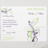 Programme de mariage floral violet, vert et blanc (Devant)