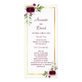 Programme de mariage floraux bordeaux or blanc boh (Devant)