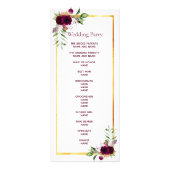 Programme de mariage floraux bordeaux or blanc boh (Dos)