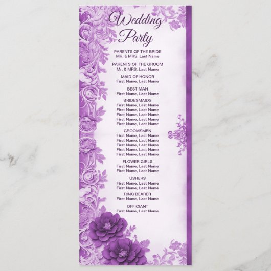 Programme de mariage florissant aux fleurs violett (Dos)