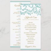 Programme de Mariage Florissant - Turquoise et Or  (Devant / Derrière)