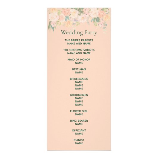 Programme de mariage flou blanc floral (Dos)