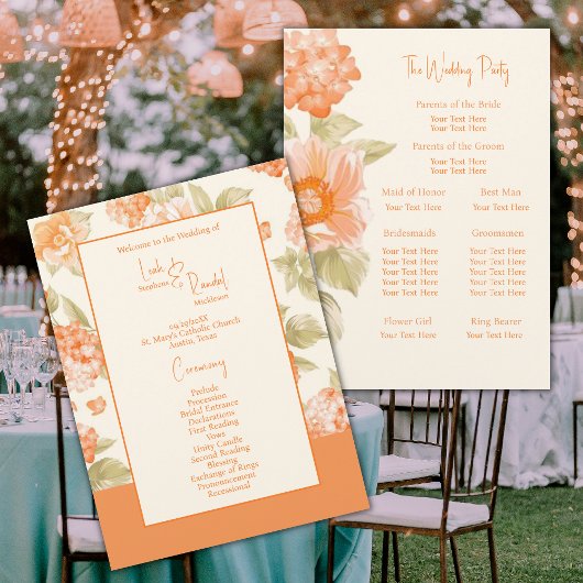 Programme de mariage Foral Orange