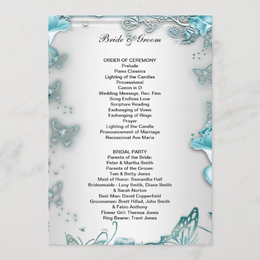 Programme de mariage formel bleu (Devant)