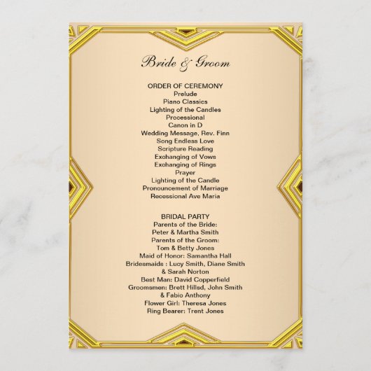 Programme de Mariage Formel Classique (Devant)