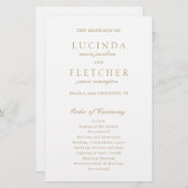 Programme de mariage formel élégant classique or (Devant / Derrière)