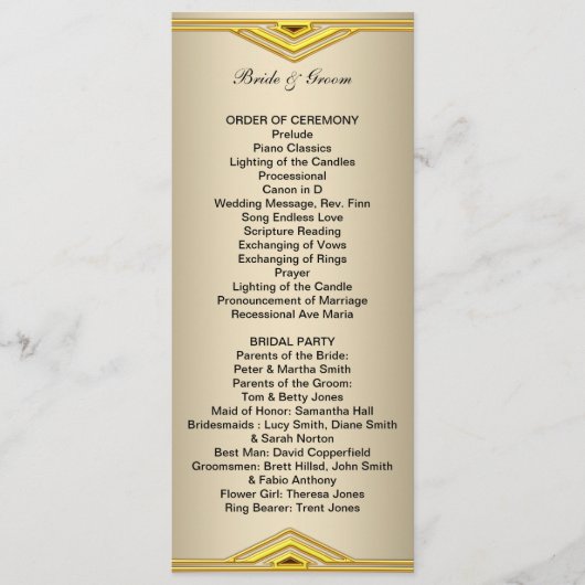 Programme de mariage formel long (Devant)