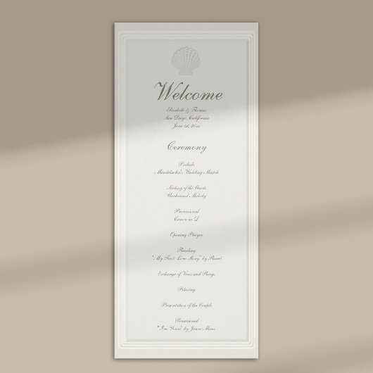 Programme de mariage formel nautique coquillage cô
