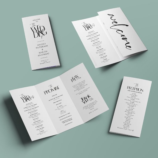 Programme de mariage formel Noir Blanc