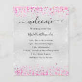 Programme de mariage fuchsia rose confetti (Devant)