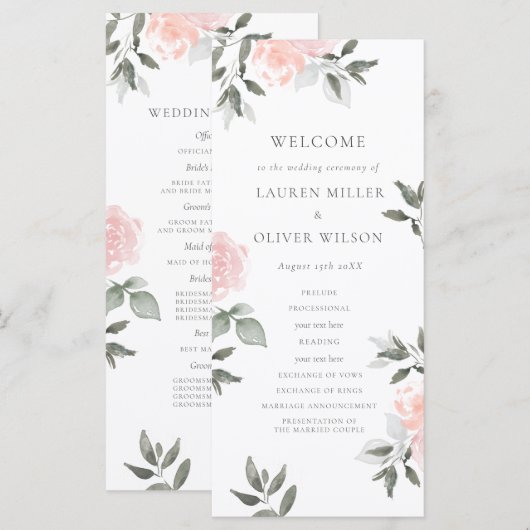 Programme de mariage Garden Blooms (Devant / Derrière)