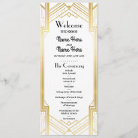 Programme de mariage Gatsby Blanc & Or Art Déco de