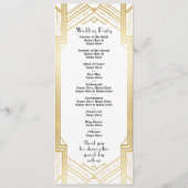 Programme de mariage Gatsby Blanc & Or Art Déco de (Dos)